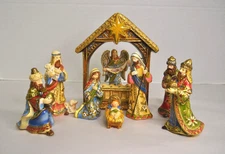 Roman Inc porcelain Holy Family Nativity Set #39833 Complete 9 pieces