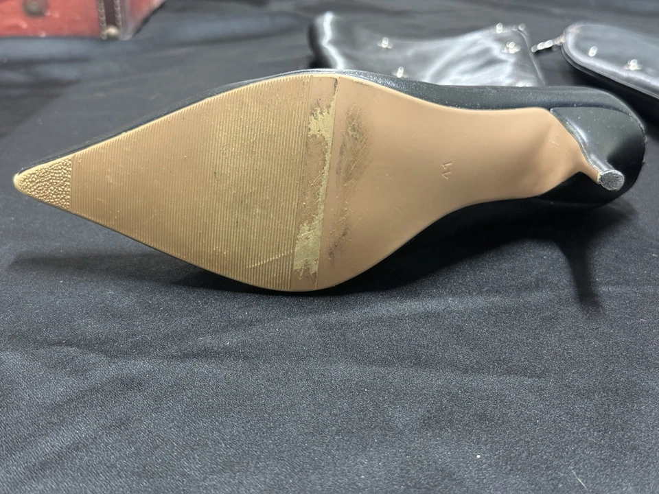 Botas hasta la rodilla de aguja con tachuelas negras para mujer talla 41 (US 10–10,5) PU puntiagudas Foto 4 de 4