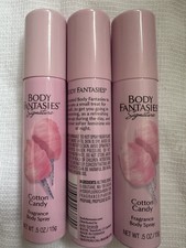 Body Fantasies COTTON CANDY BODY SPRAY Signature 0.5oz 3 cans Purse Size