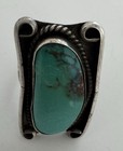 Awesome VTG Estate Navajo Sterling Turquoise Tall Ring Size 9 1/4 — photo 1
