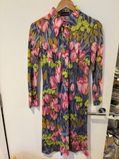 Vintage Desirée Floral Midi Dress Made in Italy Long Sleeve Button Front Retro
