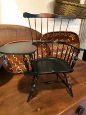 Vintage Riverbend Chair Co Miniature Windsor Writing Chair Black Over Red