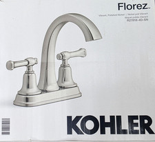 KOHLER Florez Vibrant Polished Nickel 2-hole High-arc Faucet with Drain - NEW