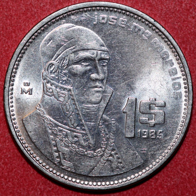 Mexico 1985 Peso, Jose Maria Teclo Morelos Perez y Pavon,  -Foreign Coin 24.45mm