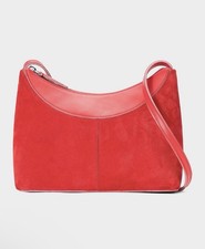 Staud Red Rose Suede Rowey Handbag NWT