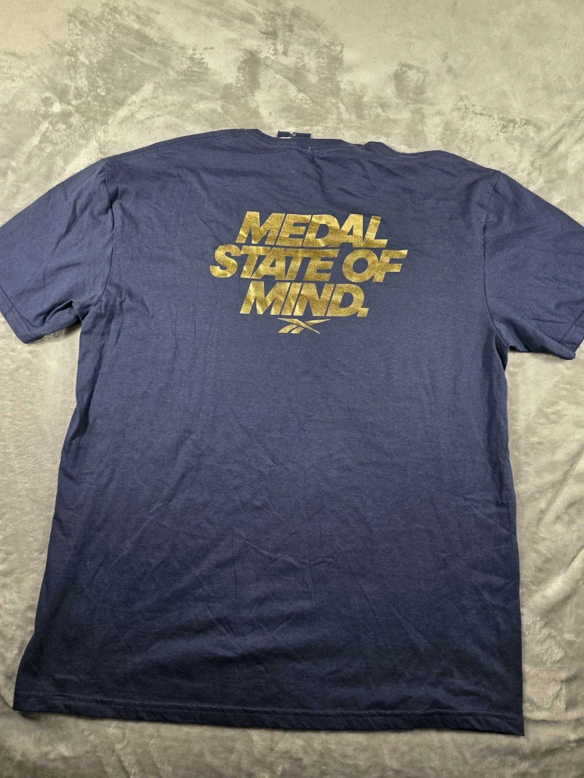NWT Reebok Men's Large Medal State of Mind T-Shirt Navy Blue S/S TEAM USA