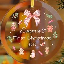 Personalized Baby Christmas Glass Ornament, Custom Name Keepsake for Newborn