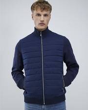 River Island Mens Jacket Navy Funnel Hybrid Padded Zip Funnel Neck Outerwear Top
