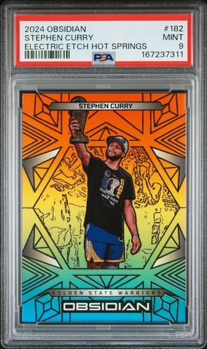 2024 PANINI OBSIDIAN ELECTRIC ETCH HOT SPRINGS #182 STEPHEN CURRY 7/15 PSA 9