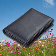 RFID Mens Slim Front Pocket Wallet Genuine Leather Bifold ID/Credit Card Holder