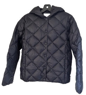 Auth TAION - Japan NWOT Women's Black hooded Down Jacket Quilted Bin-W