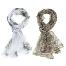 2Pcs 71"x35" Camouflage Veil Scarf, Mesh Neck Scarves, Snow Camo/Digital