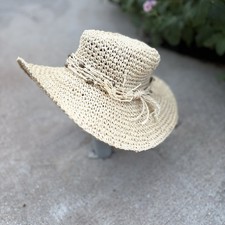 Sun N Sand Floppy Wide Brim Sun Hat Woven Straw Beach Garden Boho O/S