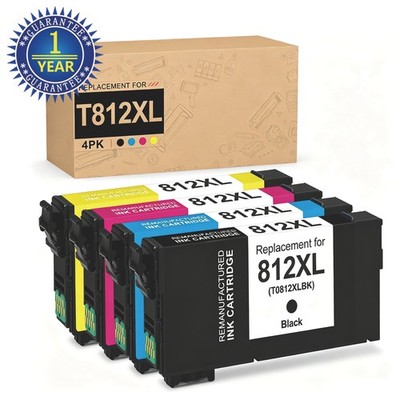 4PK T812XL Ink Cartridges For Epson 812XL WorkForce WF-7840 7310 7820 EC-C7000