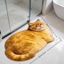 3D Cute Cat Shaped Diatomite Bath Mat Super Absorbent Non-slip Quick Dry Bathroo