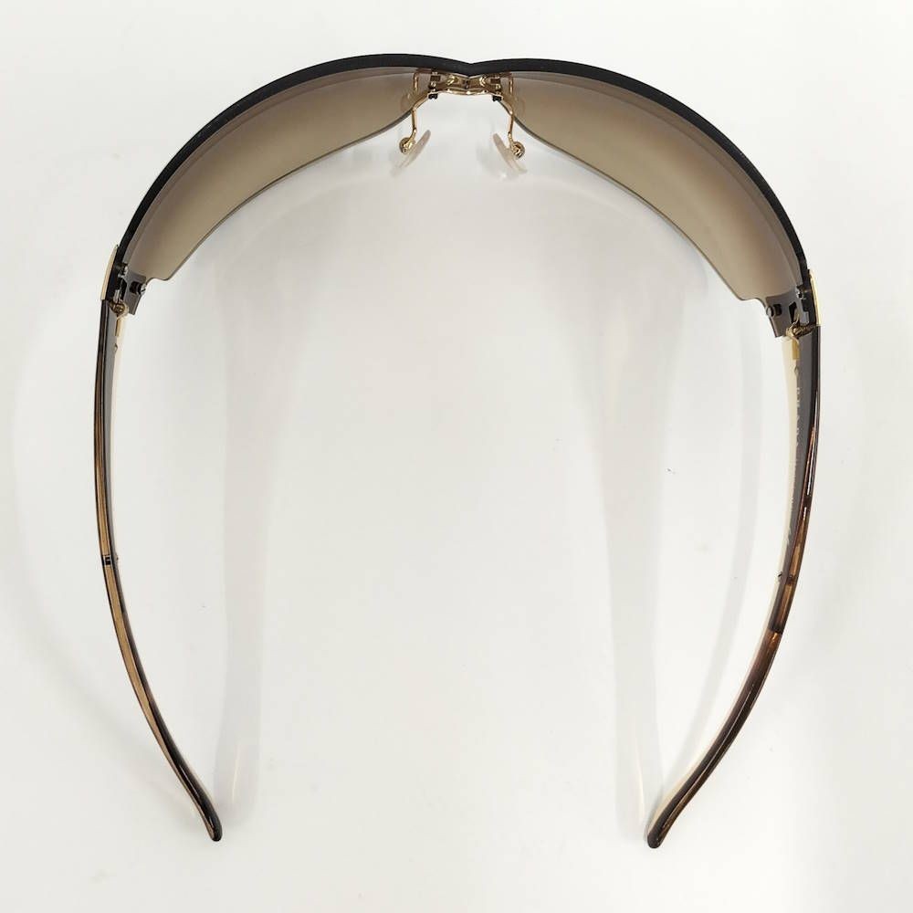 PRADA Shield Sunglasses Brown Gradient Gold Logo SPR 54G Authentic