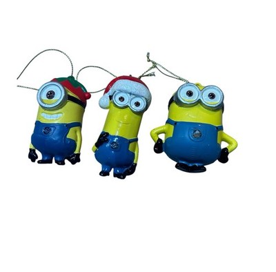 DESPICABLE ME CARTOON MINION CHRISTMAS ORNAMENTS LOT OF 3