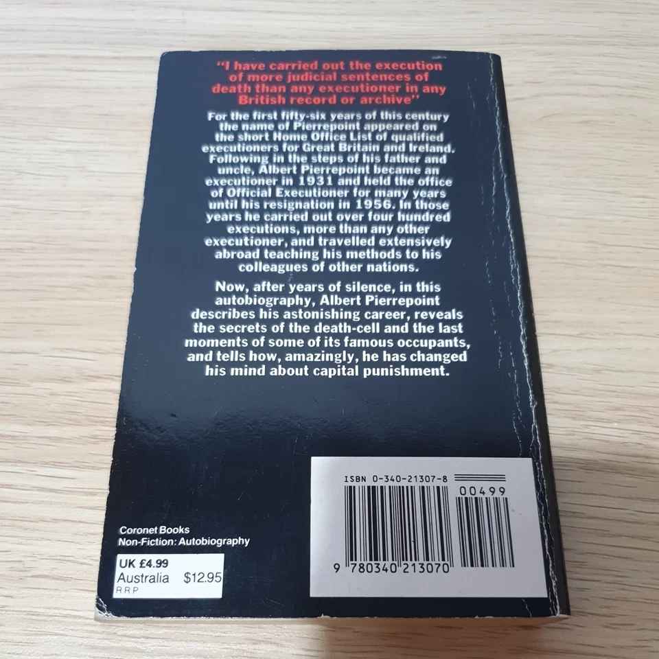 Executioner Pierrepoint Paperback Book Coronet 1977. 1992 Release. - Image 2 of 4