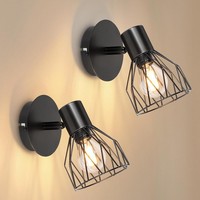 Dehobo E14 Wandleuchte Verstellbare Wandlampe Metall Schwarz Vintage - Wandspot
