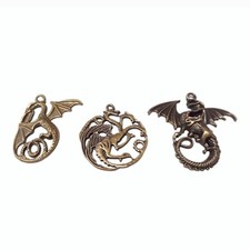 3PC Dragons Bronze / Brass Focal Charms for Jewelry Making  Crafts