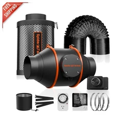 Hydroponics Ventilation System: 4 Inch Inline Duct Fan & Humidity Controller