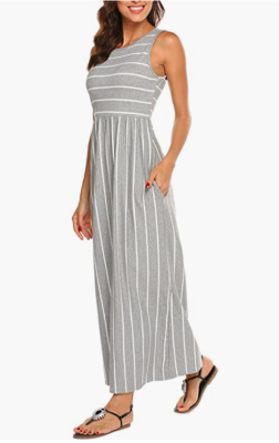 Hount Women Gray Striped Summer Flowy Sleeveless Long Maxi Dress Sz Medium | eBay Hount Women Gray Striped Summer Flowy Sleeveless Long Maxi Dress Sz Medium | eBay