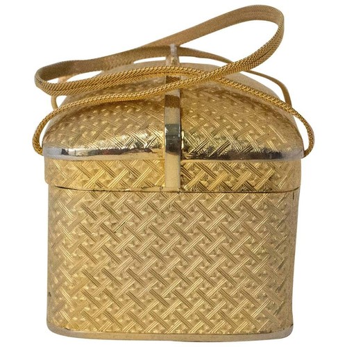 Vintage Walborg Basket Purse Gold Metal 1950'S Made In Italy - Picture 2 of 7