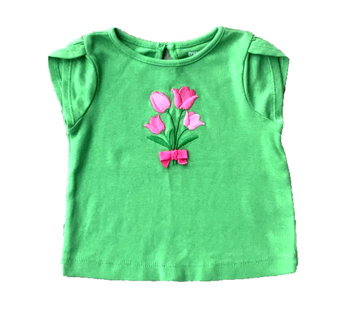 Haut Fille Gymboree Motif Tulipe Blanche Et Rose - Taille 4 (4T), Occasion Très Bon état