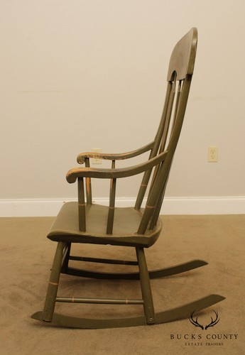 Antique 19th Century Green Painted Arrow Back Rocker - Picture 8 of 11