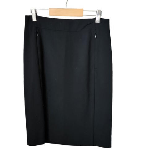 DIANE VON FURSTENBERG Black Pencil Skirt Women’s 6 KOTO Ponte Knit Pockets W28"