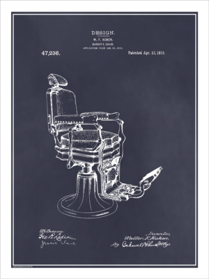 1915 Koken Barber's Chair Patent Print Art Drawing Poster | eBay