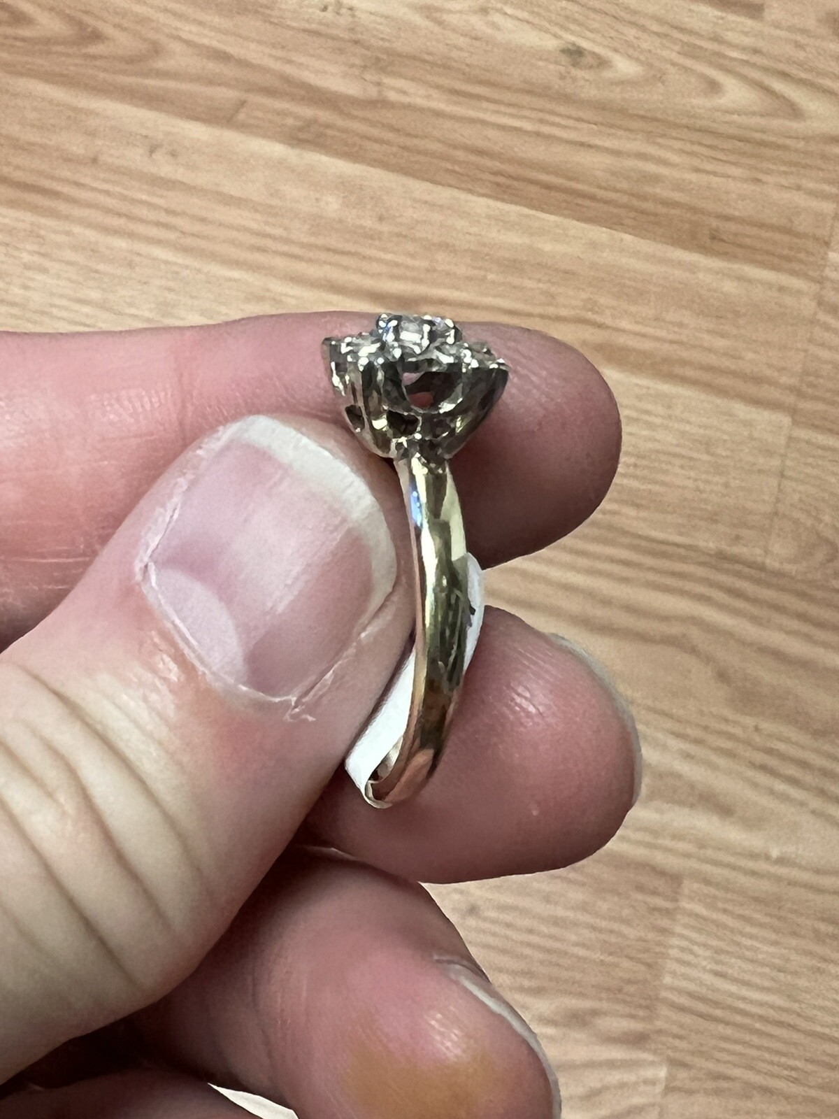 14KT YELLOW GOLD LADIES VINTAGE SQUARE DIAMOND CLUSTER RING SIZE 9.5 L