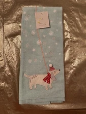 NWT Lauren Conrad Winter Holiday Snowflakes Dachshund Dog 28x16" Kitchen Towel