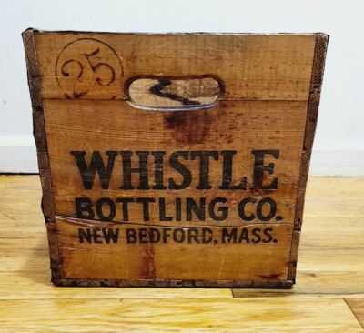 RARE WHISTLE BOTTLING CO VINTAGE WOOD BOX SODA CRATE RD/BLK RARE WHISTLE BOTTLING CO VINTAGE WOOD BOX SODA CRATE RD/BLK
