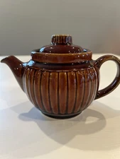 Vintage USA Pottery Tea Pot, rustic primitive little old brown teapot