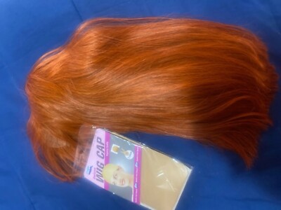 Nadia Red Ginger Orange Glatt Europäisch 100% Echthaar Lange Perücke