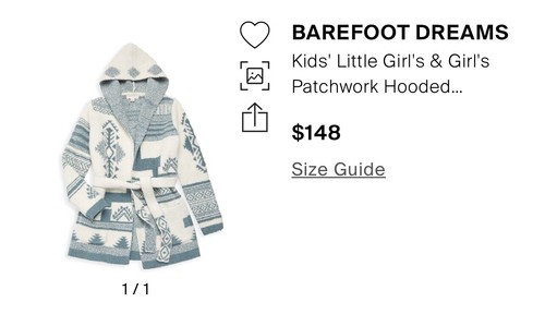 Barefoot Dreams CozyChic Patchwork Cardigan Kids Size 8/10 $148 MSRP - Picture 2 of 7