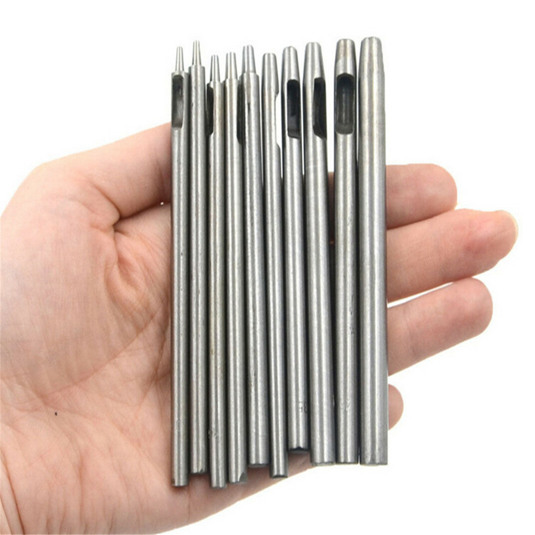 10pcs Heavy Duty Leather Hollow Hole Punch Set DIY Craft Hand Tools 0.5