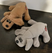 1985 Tonka Pound Puppies Tan & Gray Newborn Puppy Dog 8" Plush Stuffed Vintage
