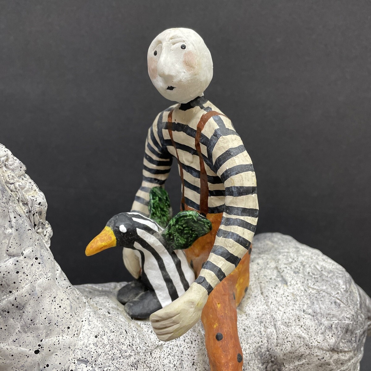 Judie Bomberger Folk Art Sculpture Toby 2002 TOY HORSE PENGUIN BOY