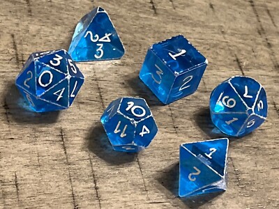 Vintage Armory set sapphire blue gem w/ white rpg ad&d dice 052925bD@