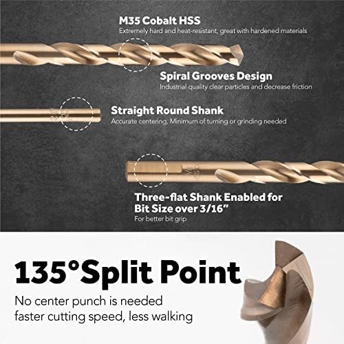 Cobalt Drill Bit Set 23pcs 1/163/8 M35 High Speed Steel Metal Drill Bits Job - Picture 3 of 7
