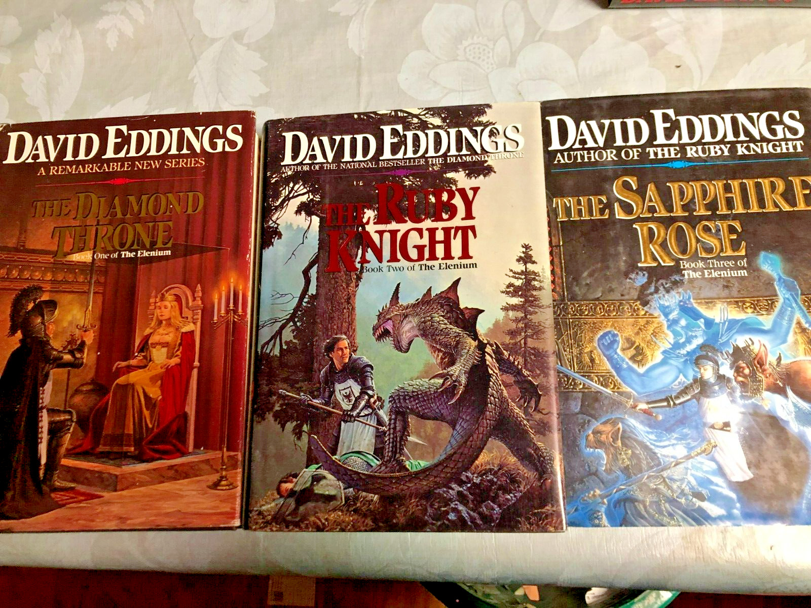3 David Eddings Elenium Series : Diamond Throne, Ruby Knight, Sapphire Rose FINE