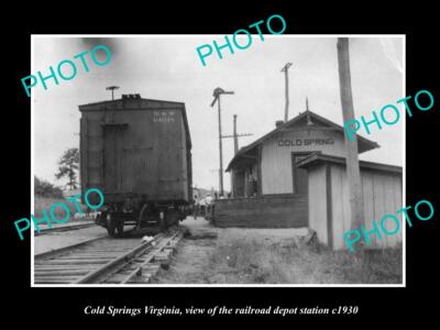 OLD POSTCARD SIZE PHOTO OF COLD SPRINGS VIRGINIA RAILROAD DEPOT STATION c1930