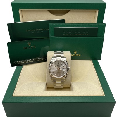 Rolex Datejust 41 18K Weiß Gold Stahl Silber Zifferblatt Automatik Herren Uhr
