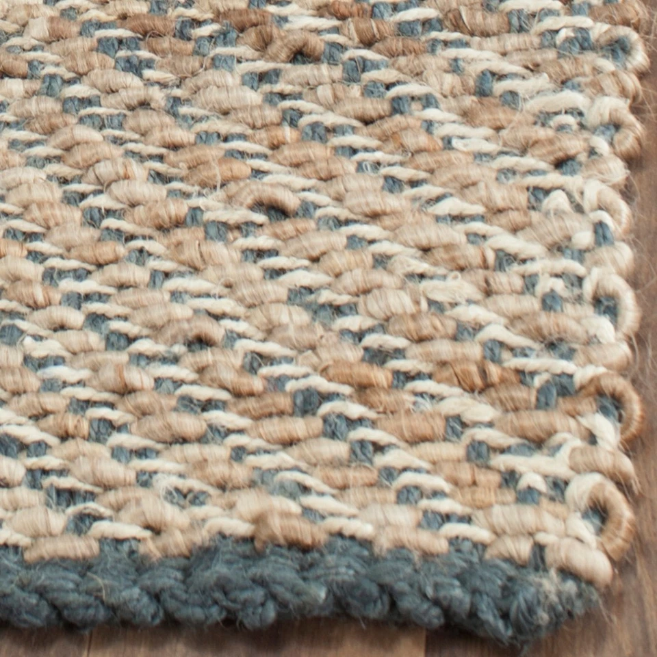 Safavieh Natural Fiber Jute Natural / Blue Runner 2' 6" x 10' - Image 2 of 3