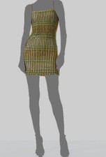 $895 Alice + Olivia Womens Green Fifi Embellished Bodycon Mini Dress Size 12