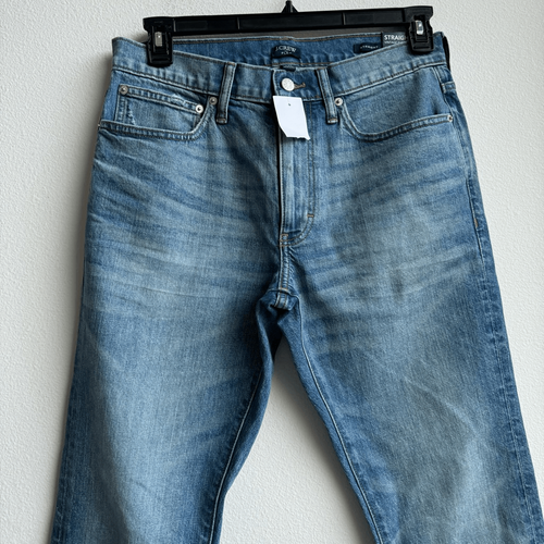 Neu mit Etikett J. Crew Flex Straight Fit Blue Solid Wash Medium Light Jeans Size 31 x 32 - Bild 2 von 8