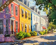 Charleston Rainbow Row oil painting 8x10 Print