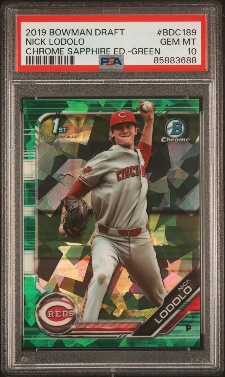 2019 Bowman Draft Chrome #CDANL NICK LODOLO Green Sapphire #/50 PSA 10